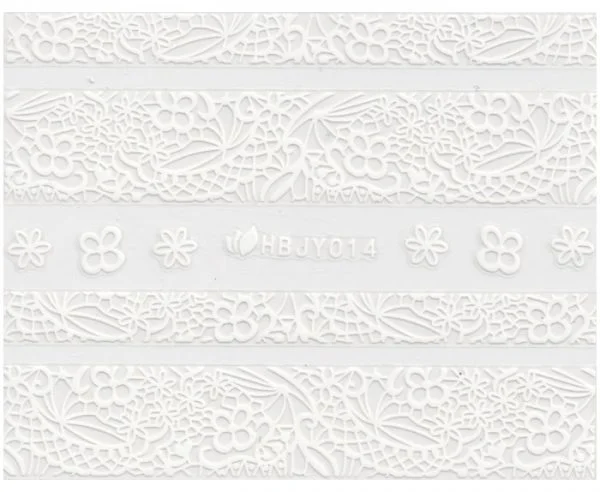 3D Lace Metallic Sticker - weiß Ornamente Seblstklebende Aufkleber Nagelsticker Nagelaufkleber