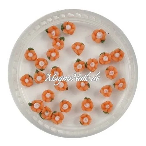 3D Einlegemotive - Keramik Blumen orange 3mm Nail Art Nailart Schmuck