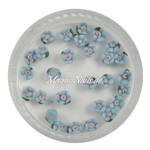 3D Einlegemotive - Keramik Blumen blau 3mm Nail Art Nailart Schmuck