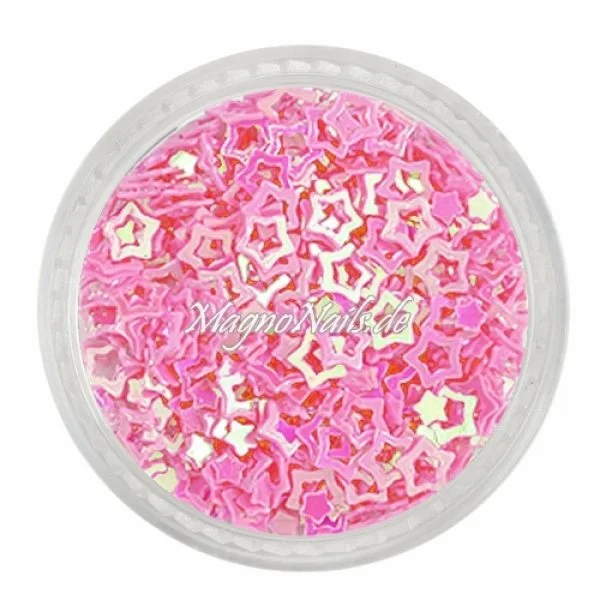 Glitter Shapes - Einlegemotive - Sterne gelocht pink Nail Art Nails Nagel Nögel Nailart Einleger