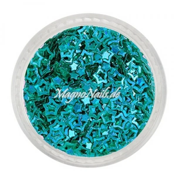 Glitter Shapes - Einlegemotive - Sterne gelocht türkis hologramm Nail Art Nails Nagel Nögel Nailart Einleger