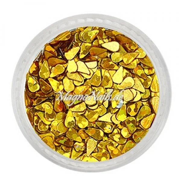 Glitter Shapes - Einlegemotive - Tropfen gold hologramm Nail Art Nails Nagel Nögel Nailart Einleger