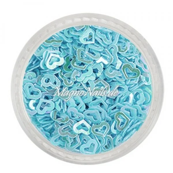 Glitter Shapes - Einlegemotive - Herzen gelocht hellblau Nail Art Nails Nagel Nögel Nailart