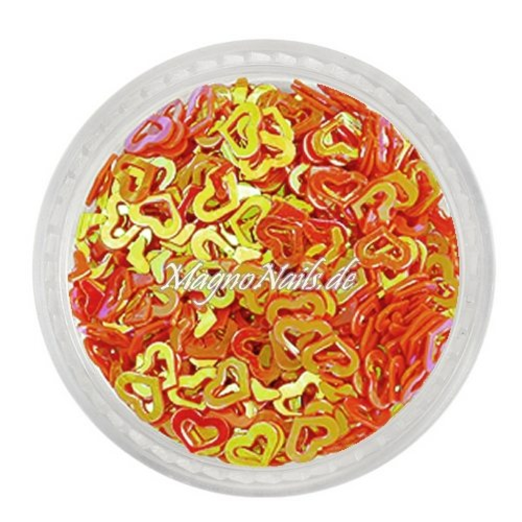 Glitter Shapes - Einlegemotive - Herzen gelocht orange Nail Art Nails Nagel Nögel Nailart