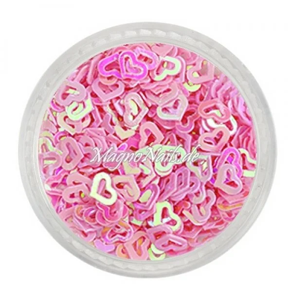 Glitter Shapes - Einlegemotive - Herzen gelocht pink Nail Art Nails Nagel Nögel Nailart