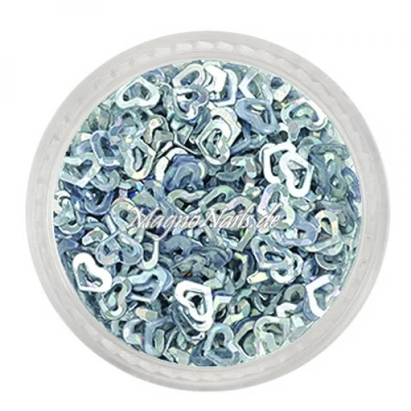 Glitter Shapes - Einlegemotive - Herzen gelocht silber hologramm Nail Art Nails Nagel Nögel Nailart