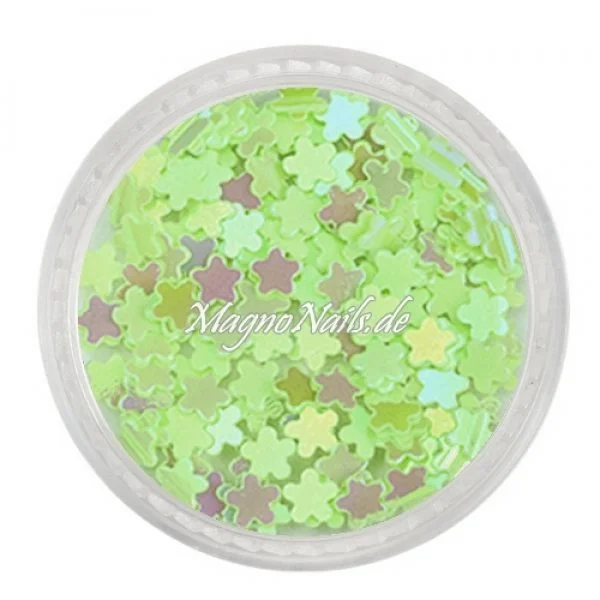 Glitter Shapes - Einlegemotive - Blumen apfelgrün Nail Art Nails Nagel Nögel Nailart