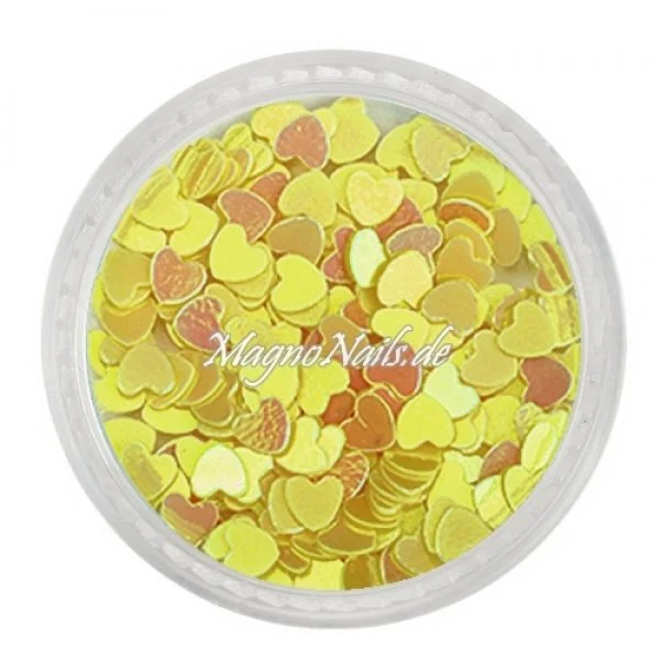 Glitter Shapes - Einlegemotive - Herzen gelb Nail Art Nails Nagel Nögel Nailart