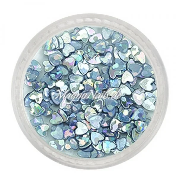 Glitter Shapes - Einlegemotive - Herzen silber hologramm Nail Art Nails Nagel Nögel Nailart