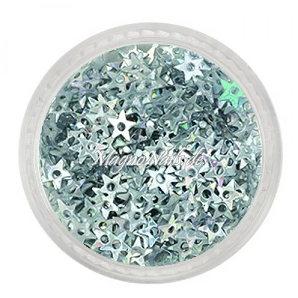 Glitter Shapes - Einlegemotive - Sternchen gelocht silber hologramm Nail Art Nails Nagel Nögel Nailart Einleger