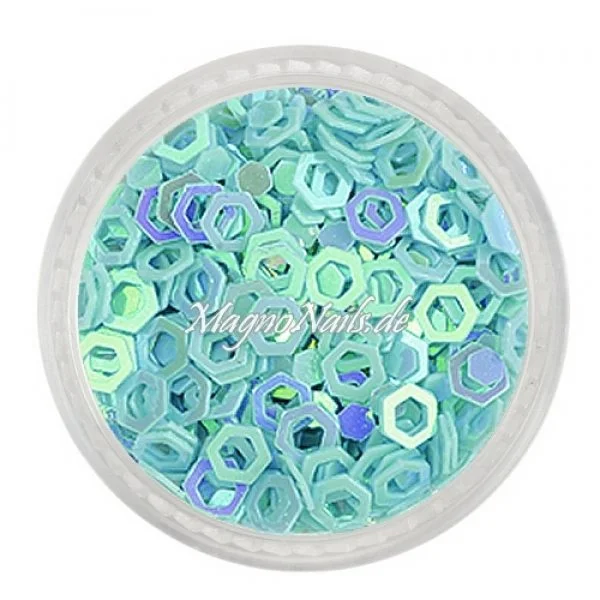 Glitter Shapes - Einlegemotive - hexagon gelocht blau Nail Art Nails Nagel Nögel Nailart Einleger