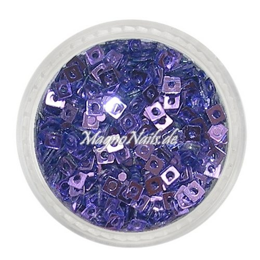 Glitter Shapes - Einlegemotive - Quadrat flieder metallic Nail Art Nails Nagel Nögel Nailart