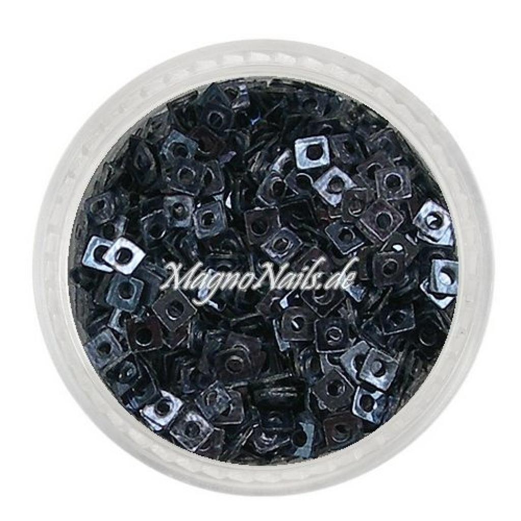 Glitter Shapes - Einlegemotive - Quadrat anthrazit metallic Nail Art Nails Nagel Nögel Nailart