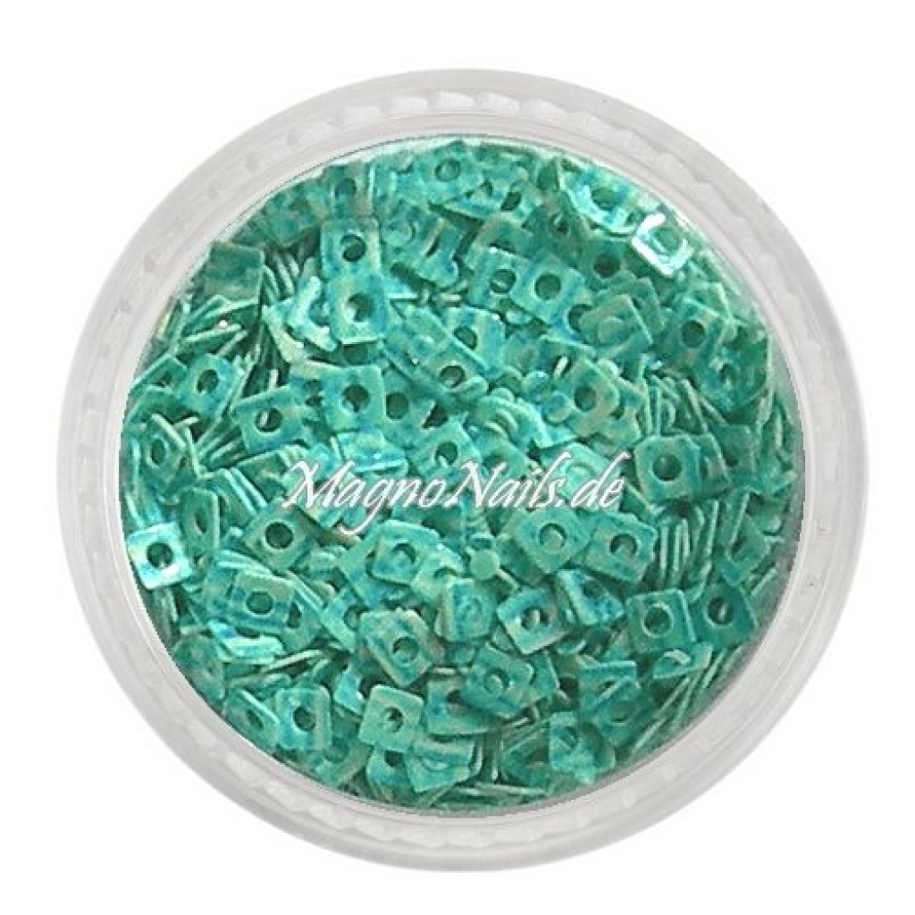 Glitter Shapes - Einlegemotive - Quadrat weiß-mint Nail Art Nails Nagel Nögel Nailart