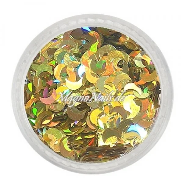 Glitter Shapes - Einlegemotive - Mond gold hologramm Nail Art Nails Nagel Nögel Nailart