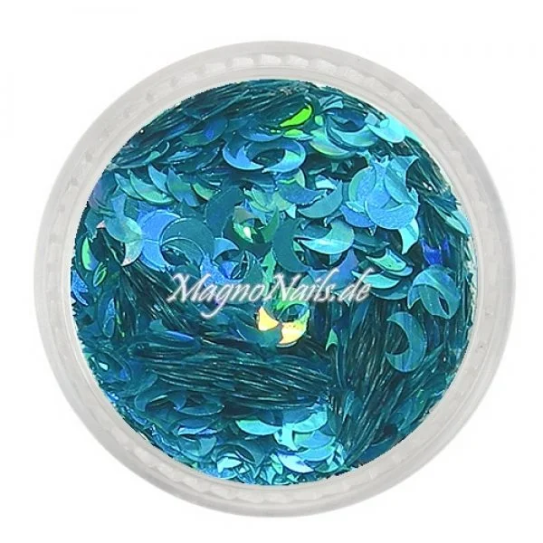 Glitter Shapes - Einlegemotive - Mond hellblau hologramm Nail Art Nails Nagel Nögel Nailart
