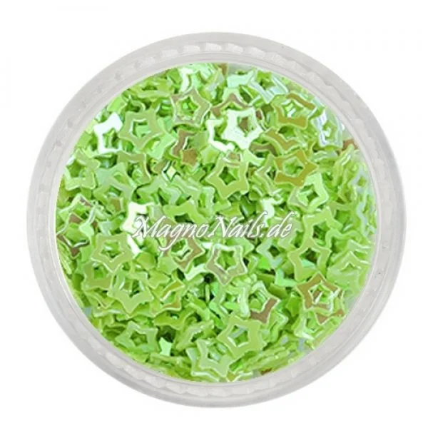 Glitter Shapes - Einlegemotive - Sterne gelocht apfelgrün Nail Art Nails Nagel Nögel Nailart Einleger