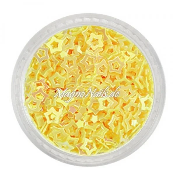 Glitter Shapes - Einlegemotive - Sterne gelocht gelb Nail Art Nails Nagel Nögel Nailart Einleger