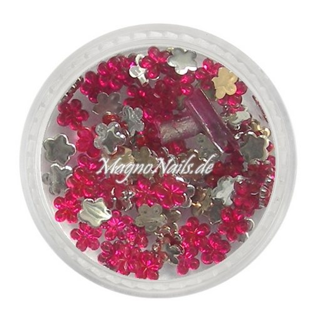 Strasssteine - Blume klein neonpink Nageldesign Nägel Nails Nagelstudio Einleger Nailart