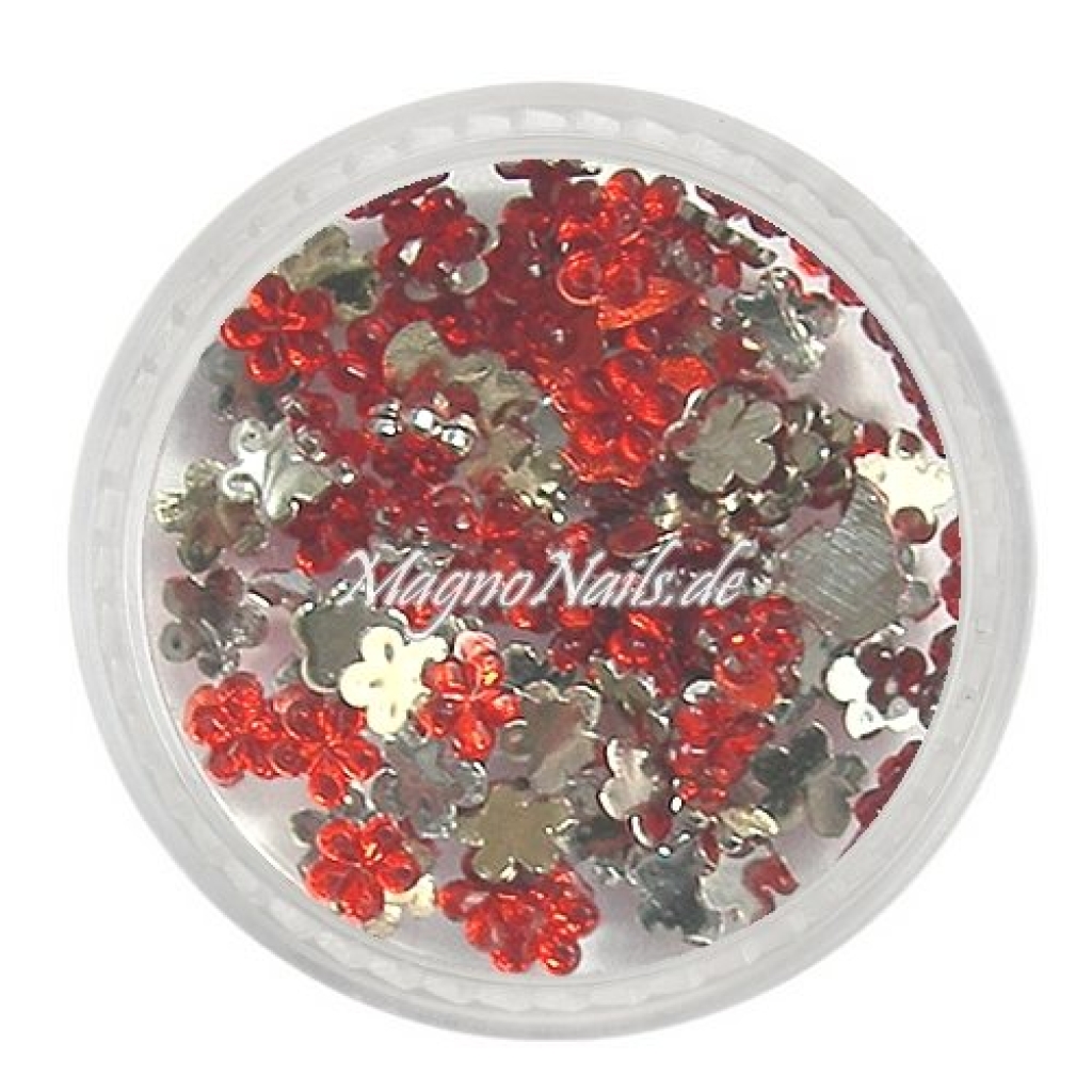 Strasssteine - Blume klein rot Nageldesign Nägel Nails Nagelstudio Einleger Nailart