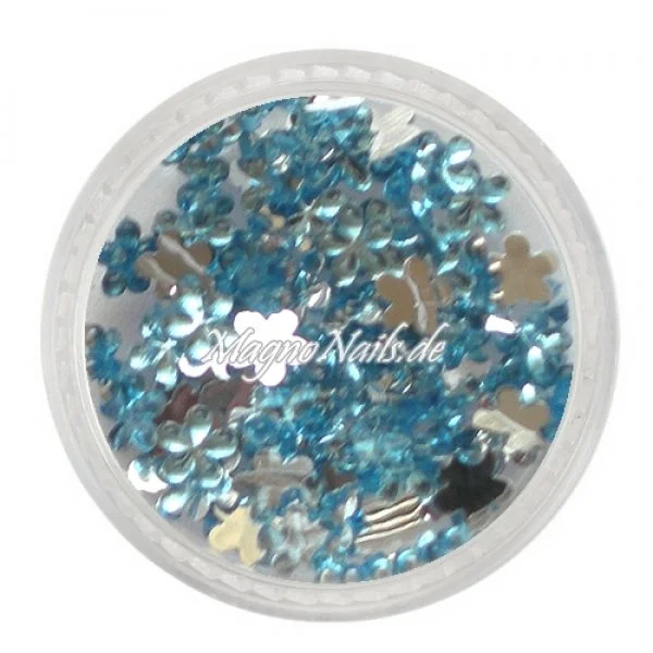 Strasssteine - Blume klein hellblau Nageldesign Nägel Nails Nagelstudio Einleger Nailart