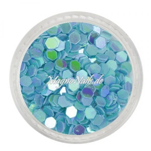 Glitter Shapes - Einlegemotive - hexagon hellblau Nail Art Nails Nagel Nögel Nailart Einleger