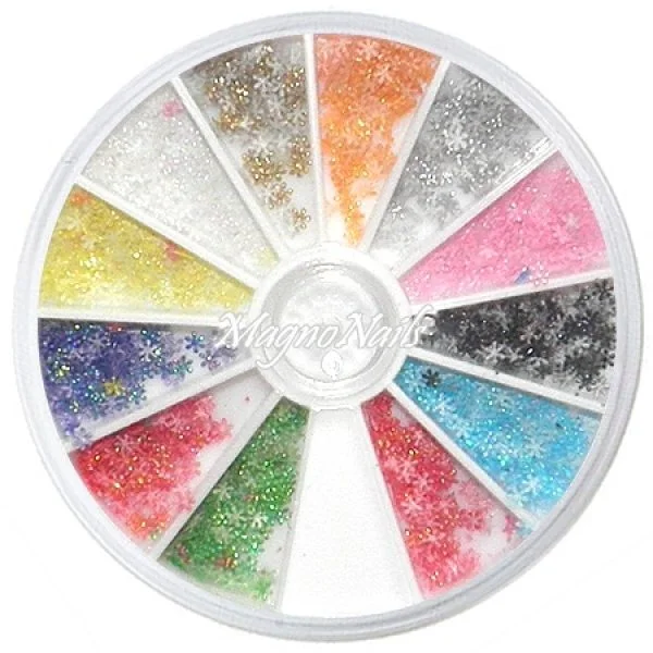 3D Einlegemotive - Shapes Schneeflocken in einer Rondell Nail Art Soft Einleger