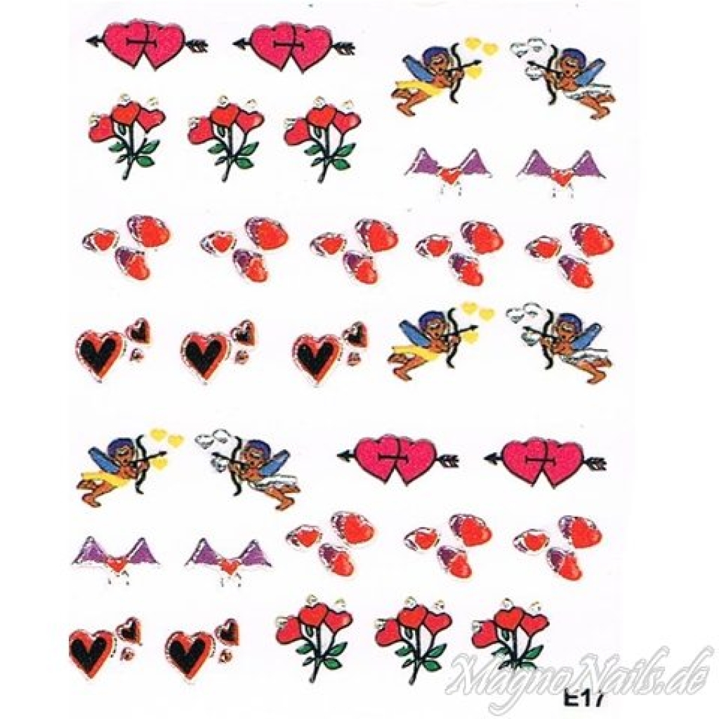 Nail Art 2D Sticker Nagelaufkleber Aufkleber Nageldesign Nägel selbstklebend Hochzeit Herzen 