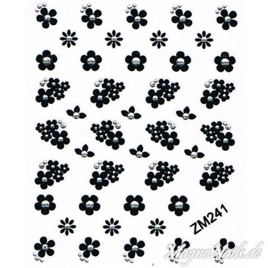 Nail Art 2D Sticker Nagelaufkleber Aufkleber Nageldesign Nägel selbstklebend Strasssteine Blumen