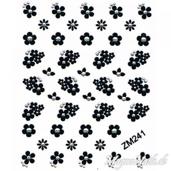 Nail Art 2D Sticker Nagelaufkleber Aufkleber Nageldesign Nägel selbstklebend Strasssteine Blumen