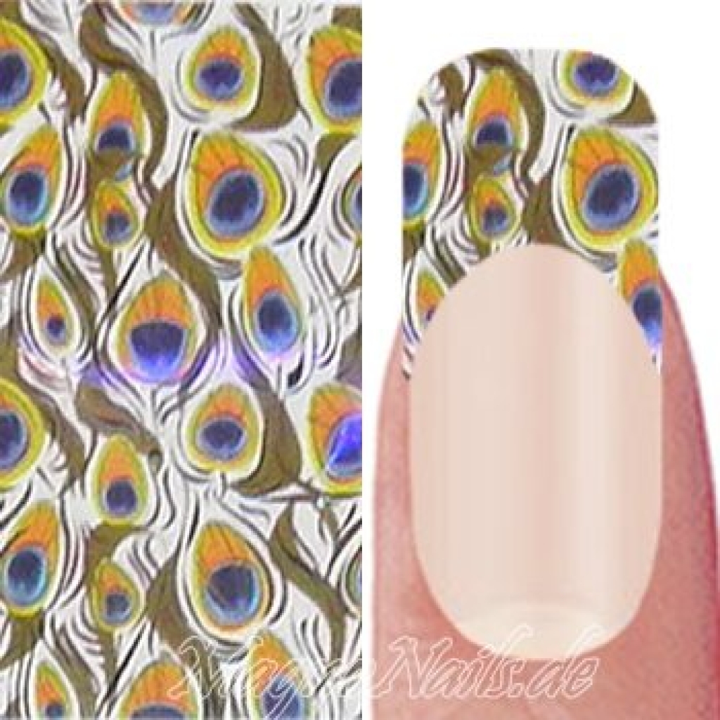 Nail Art Transfer Folie 1,5m - Nail Foil - Design Peacock Nagelfolie Nageldesign Folie Tranferfolie Nailart