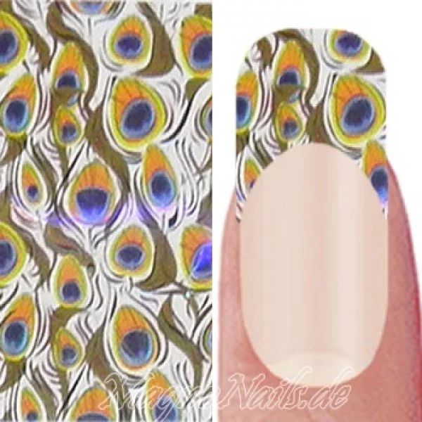 Nail Art Transfer Folie 1,5m - Nail Foil - Design Peacock Nagelfolie Nageldesign Folie Tranferfolie Nailart