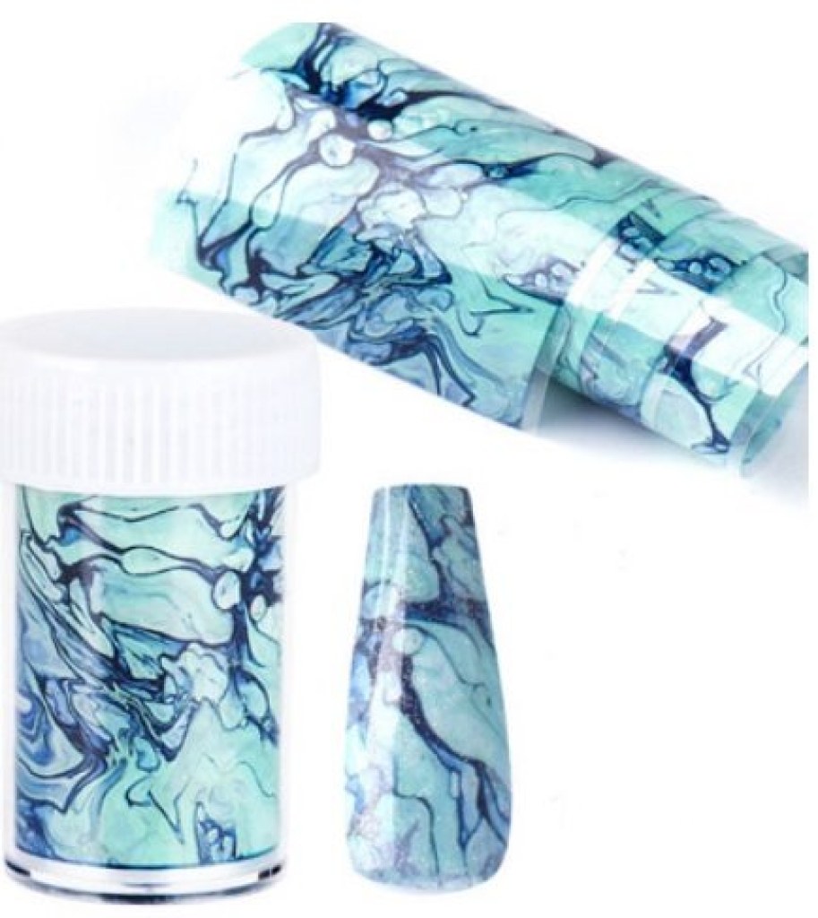 Nail Art Transfer Folie 1m - Nail Foil -  Blue Marble Nagelfolie Nageldesign Folie Tranferfolie Nailart