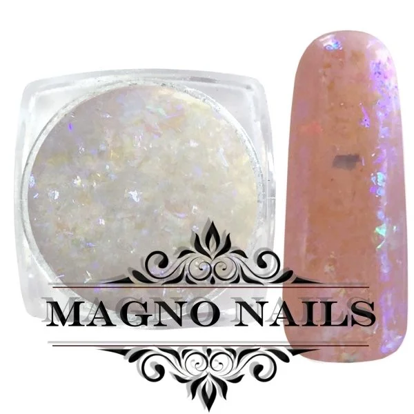 Aurora Flakes - White iridescent Nail Art Nailart Flocken