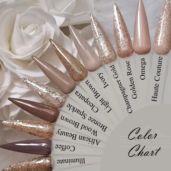 Herbst Braun Nude Glitzer Glitter Farbpalette Nägel Farbkarte Nageltips