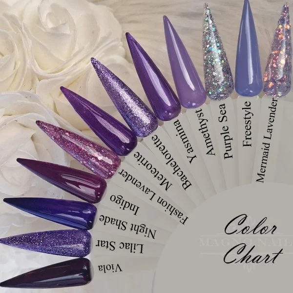 Farbpalette Lila bunt für Nageldesign