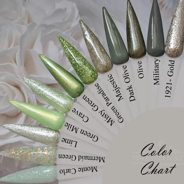 Olivgrün Grün Militär Grün Glitter Gliter Farbpalette Farbkarte UV Gele