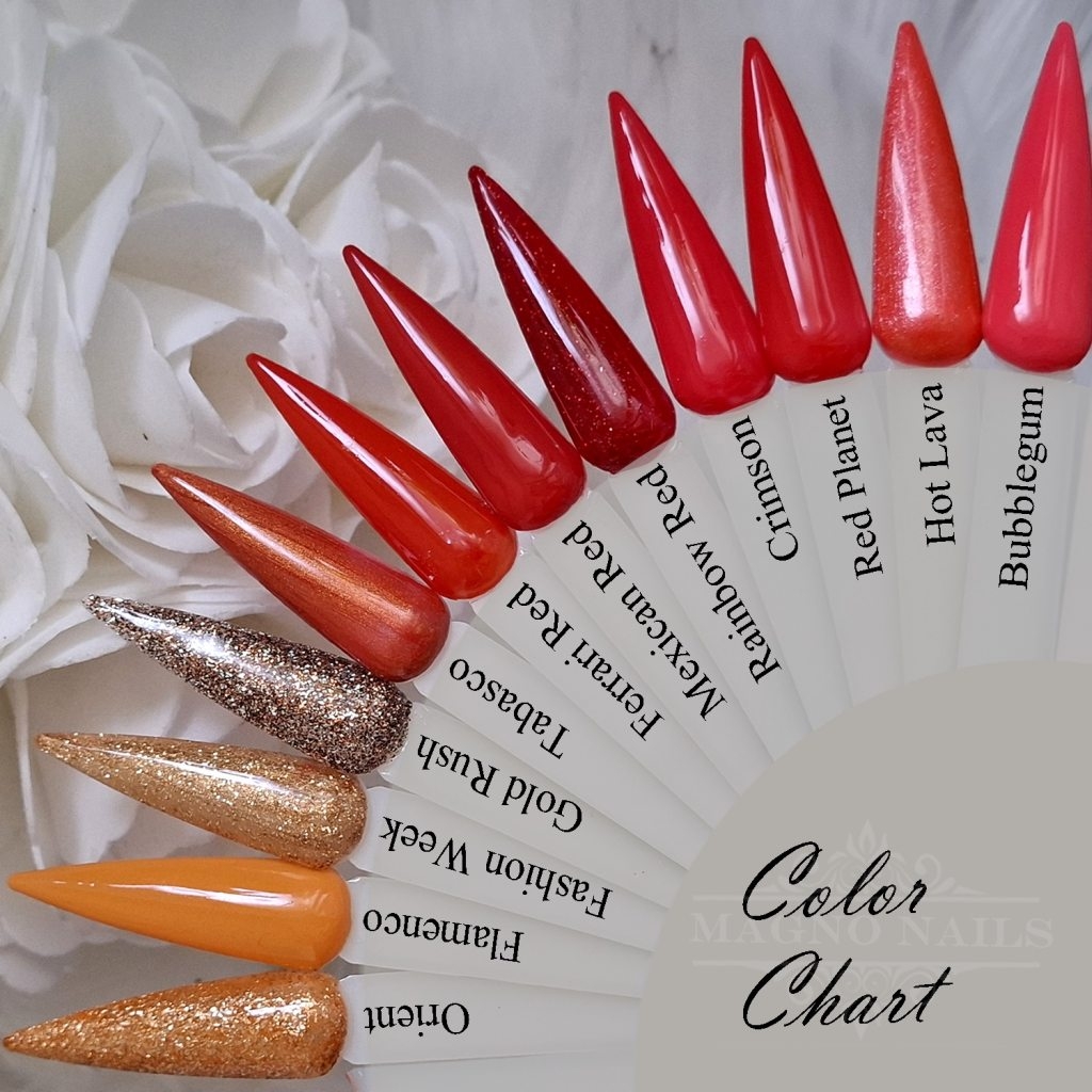 Braun Rot Gold Orange Farbpalette Nageldesign Nägel Nail Nagelstips aufgetragen