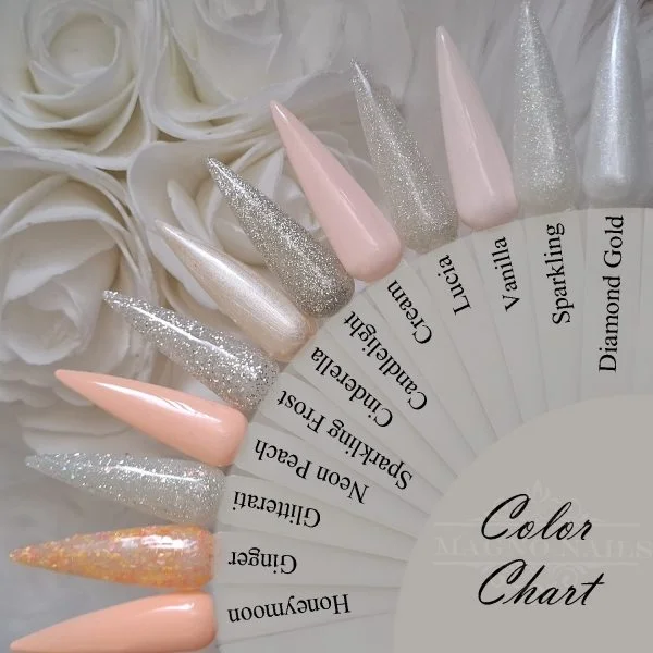 Apricot Pfirsich Weiß Glitter Glitzer Farbpalette Farbtips Nageltips Nägel Nails