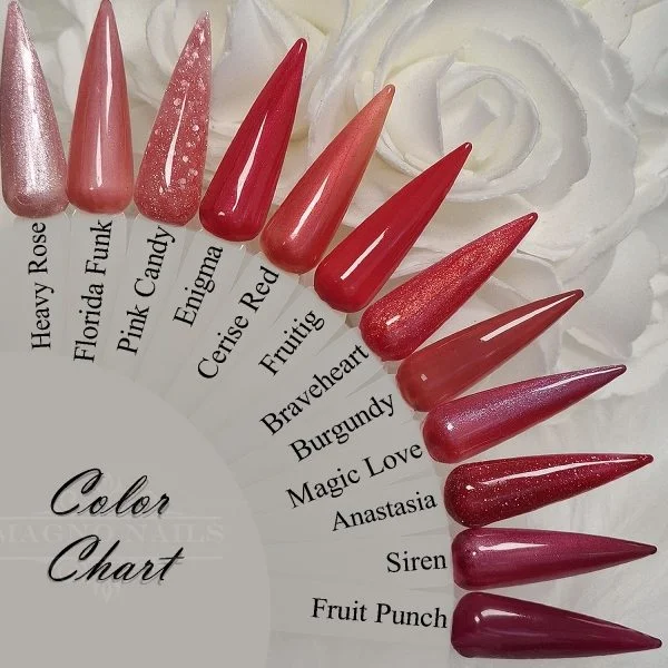 Nail Farbpalette Rote Farben Glitter