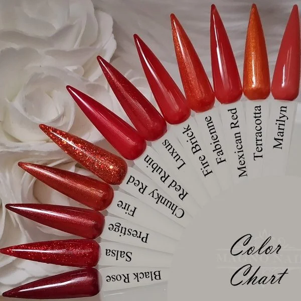 Rot Feuerrot Glitter Glitzer Perl Metallic Farbpalette Farbtips Nageltips Nägel Herbstnägel