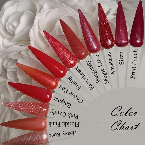 Nail Color Chart Red - Farbpalette Nägel