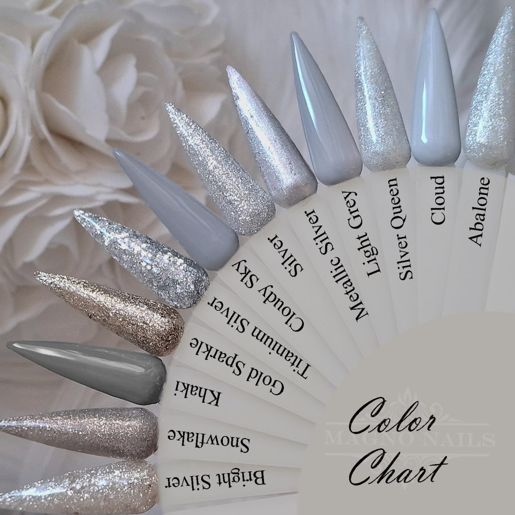 Khaki Grau Silber Glitzer Glitter Farbpalette Farbkarte Farbtips Nageltips augetragen