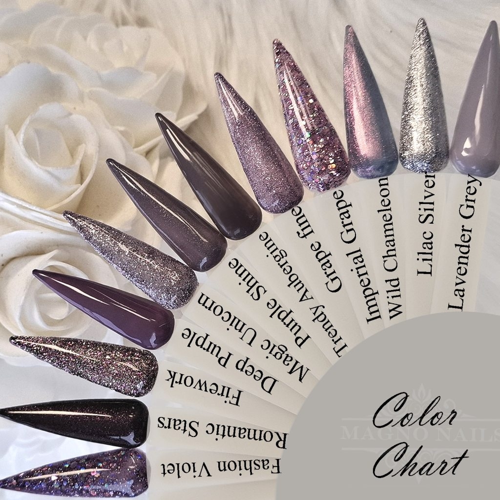 Farbpalette Nägel Nageldesign Lila Fieder Silber Grau