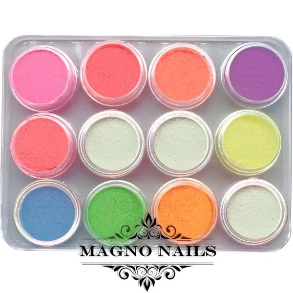 Nachtleuchtende Pigmente Set 12-Teilig Nail Nagelstudio Nägel Nailart Nail art