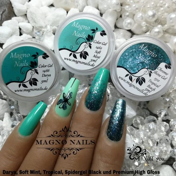 Naildesign Ideen - Sommer Mint Nägel