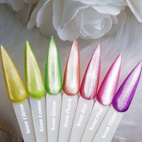 Farbpalette Cateye Neon Farben Nägel Nageldesign Shellac Gellack Gel Lack