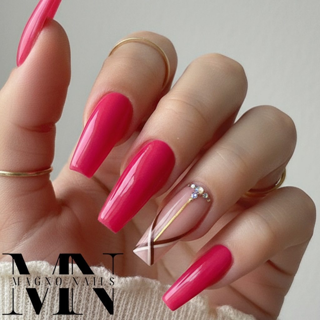 Pink mit braun - Luxus Pinke Nägel French