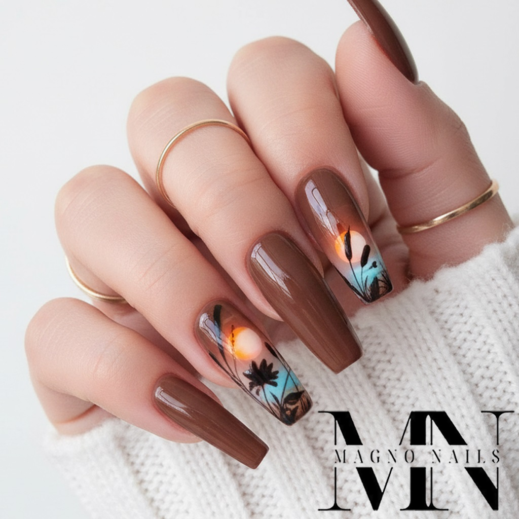 Braune Nägel - Schilf Natur - Nageldesign Extravagant - perfekt