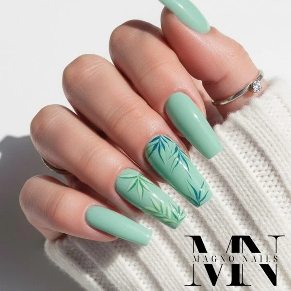 Farbgel - mint - UV Farb Gel mit Blätter